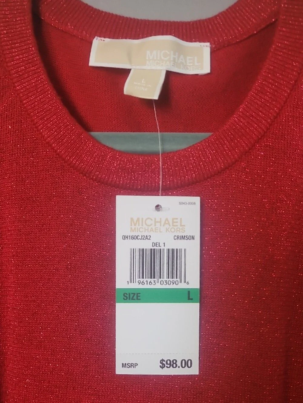 Michael Kors Red Cold-Shoulder Sparkle Tank
